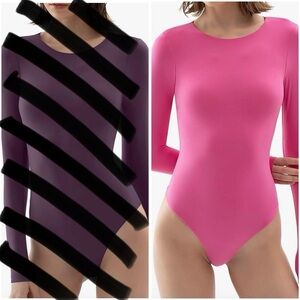 Pumiey Long Sleeve Bodysuit Pink Size Medium